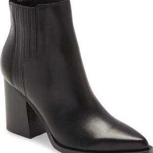 Black leather bootie